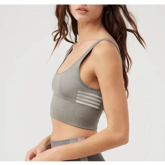 Outdoor Voices Seamless Ribbed Longline Bra - Picture 1 of 4